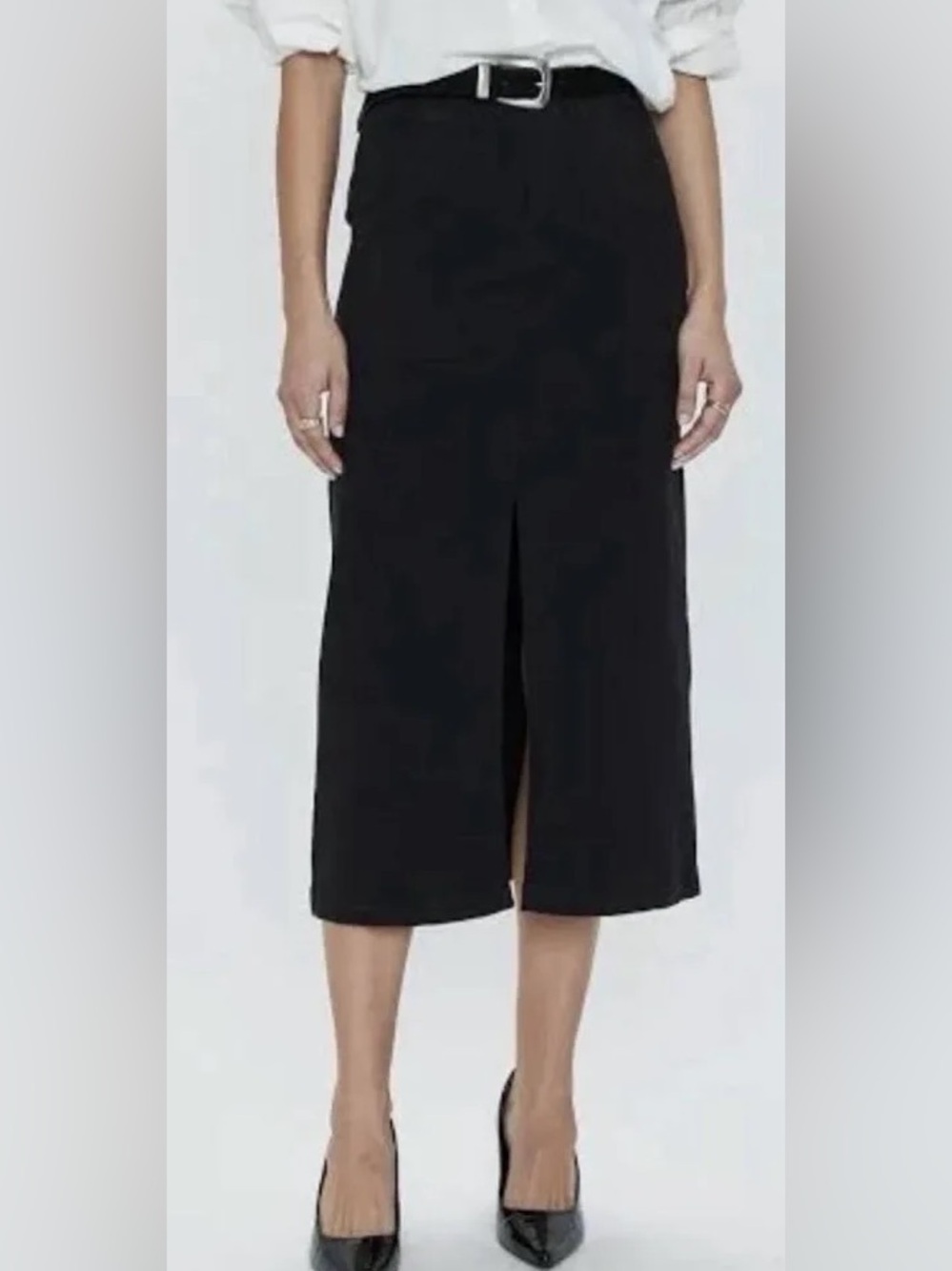 PISTOLA Pamela Utility Cotton Blend Midi Skirt Black Size 27